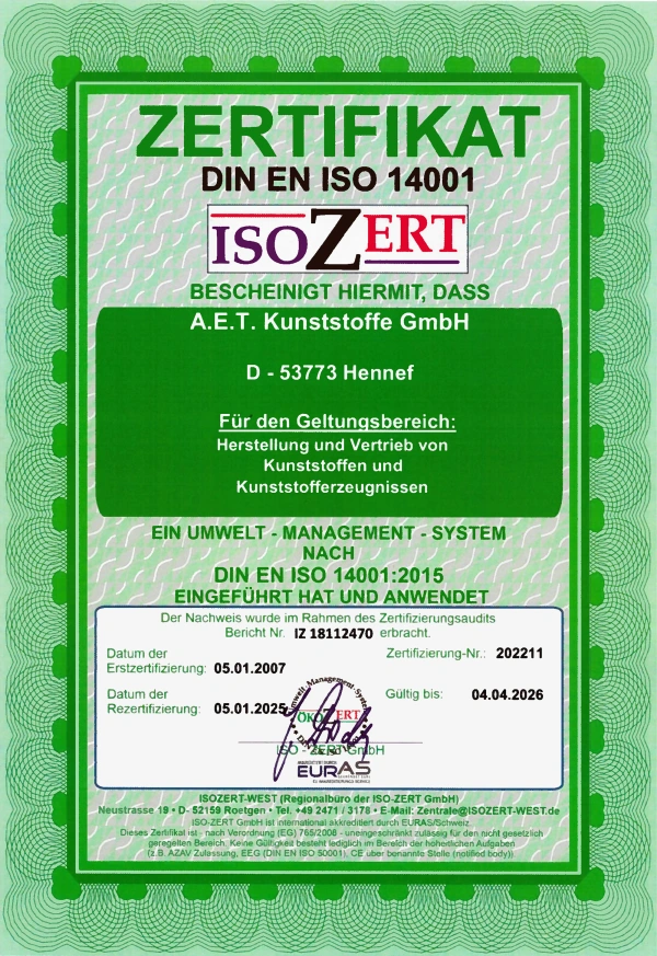 Zertikat ISO 140001 2025