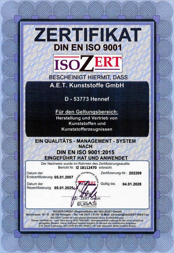 Zertifikat ISO 9001 2025