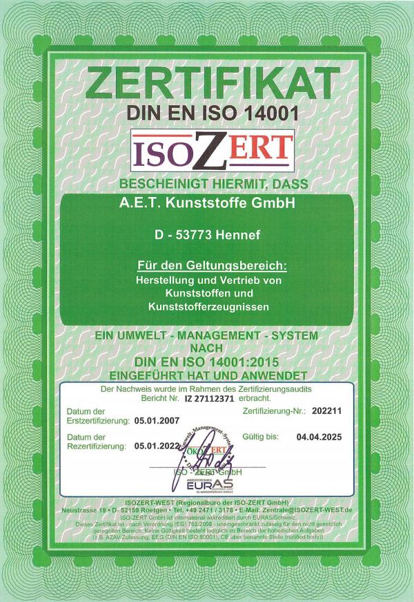 Zertifikat ISO 14001 2023